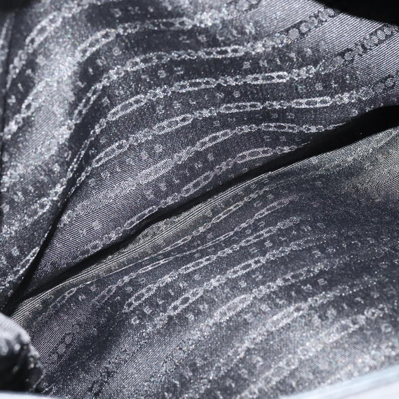 CELINE Chain Hand Bag Leather 2way Black Silver Auth 126034