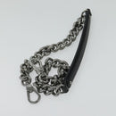 CELINE Chain Hand Bag Leather 2way Black Silver Auth 126034-26