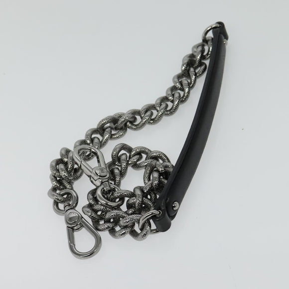 CELINE Chain Hand Bag Leather 2way Black Silver Auth 126034