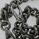 CELINE Chain Hand Bag Leather 2way Black Silver Auth 126034-27