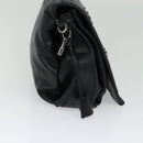 CELINE Chain Hand Bag Leather 2way Black Silver Auth 126034-3