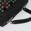 CELINE Chain Hand Bag Leather 2way Black Silver Auth 126034-6