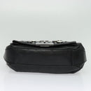 CELINE Chain Hand Bag Leather 2way Black Silver Auth 126034-5