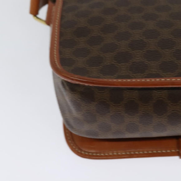 CELINE Macadam Canvas Shoulder Bag PVC Leather Brown Gold Auth 126035