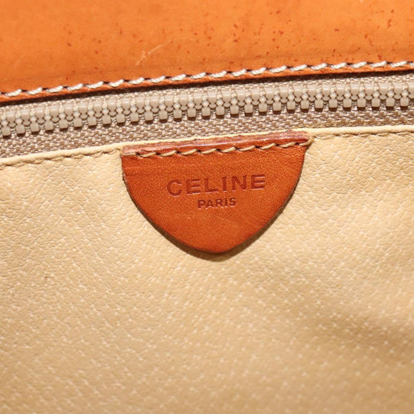 CELINE Macadam Canvas Shoulder Bag PVC Leather Brown Gold Auth 126035