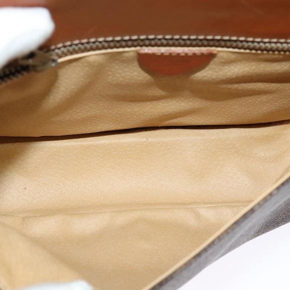 CELINE Macadam Canvas Shoulder Bag PVC Leather Brown Gold Auth 126035