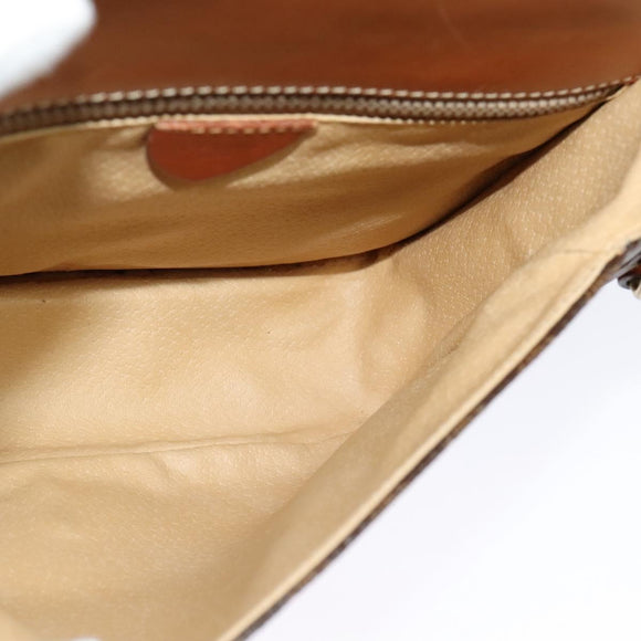 CELINE Macadam Canvas Shoulder Bag PVC Leather Brown Gold Auth 126035