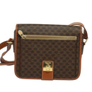 CELINE Macadam Canvas Shoulder Bag PVC Leather Brown Gold Auth 126035-13