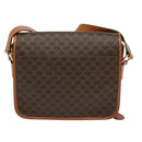 CELINE Macadam Canvas Shoulder Bag PVC Leather Brown Gold Auth 126035-2