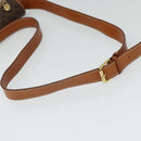 CELINE Macadam Canvas Shoulder Bag PVC Leather Brown Gold Auth 126035-7