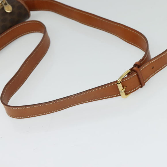 CELINE Macadam Canvas Shoulder Bag PVC Leather Brown Gold Auth 126035