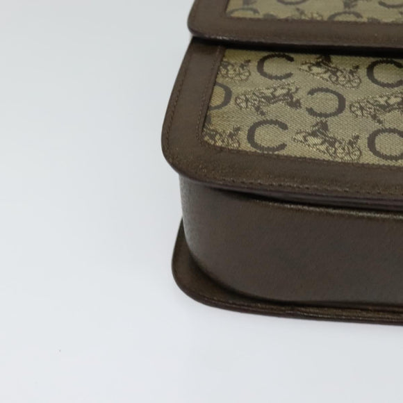 CELINE C Sulky Shoulder Bag Coated Canvas Beige Brown gold Auth 126042