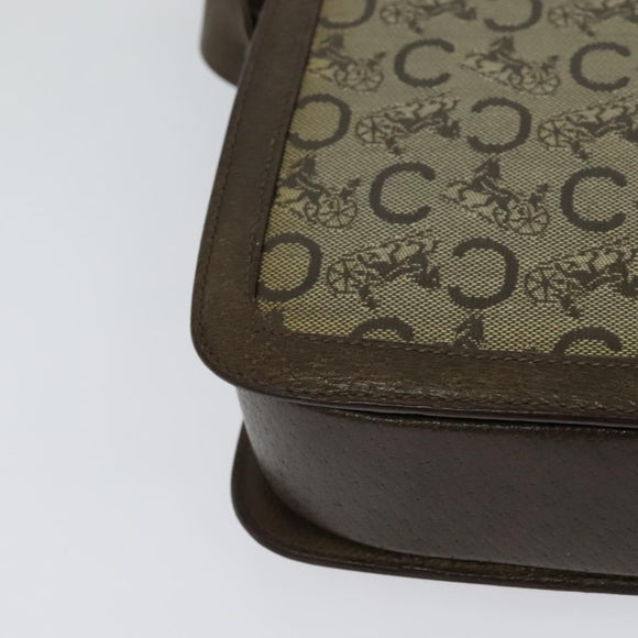 CELINE C Sulky Shoulder Bag Coated Canvas Beige Brown gold Auth 126042