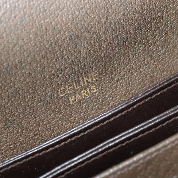 CELINE C Sulky Shoulder Bag Coated Canvas Beige Brown gold Auth 126042