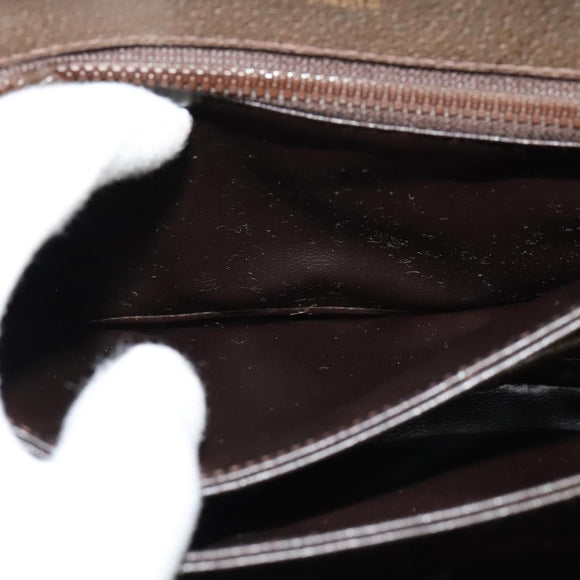 CELINE C Sulky Shoulder Bag Coated Canvas Beige Brown gold Auth 126042