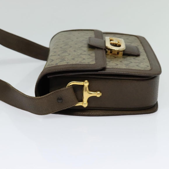 CELINE C Sulky Shoulder Bag Coated Canvas Beige Brown gold Auth 126042