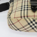 BURBERRY Nova Check Shoulder Bag Canvas Beige Silver Auth 126049-9