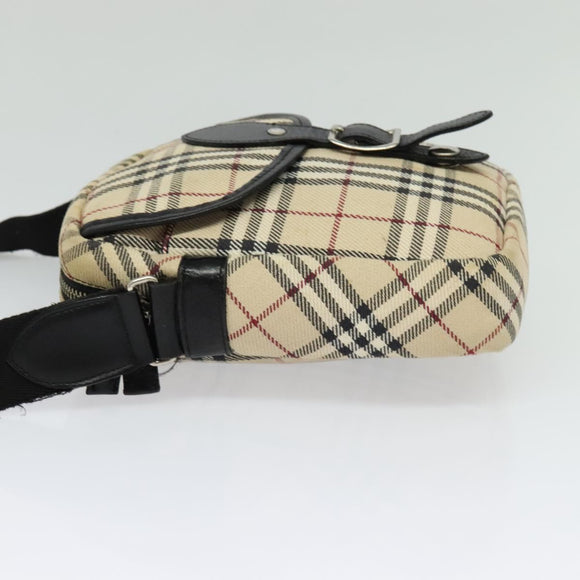 BURBERRY Nova Check Shoulder Bag Canvas Beige Silver Auth 126049