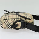 BURBERRY Nova Check Shoulder Bag Canvas Beige Silver Auth 126049-4