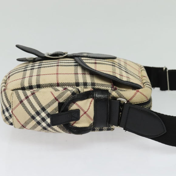 BURBERRY Nova Check Shoulder Bag Canvas Beige Silver Auth 126049