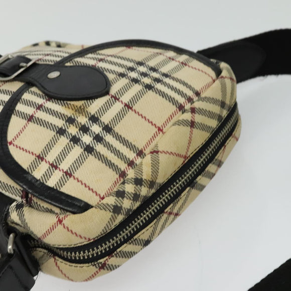 BURBERRY Nova Check Shoulder Bag Canvas Beige Silver Auth 126049