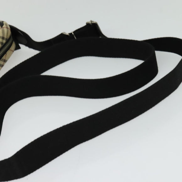 BURBERRY Nova Check Shoulder Bag Canvas Beige Silver Auth 126049