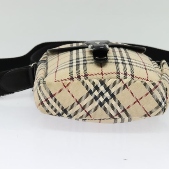 BURBERRY Nova Check Shoulder Bag Canvas Beige Silver Auth 126049