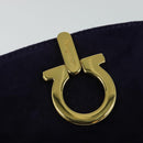 Salvatore Ferragamo Gancini Shoulder Bag Suede Purple Gold Auth 126056-10