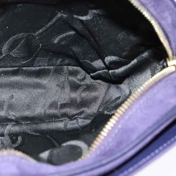 Salvatore Ferragamo Gancini Shoulder Bag Suede Purple Gold Auth 126056