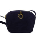 Salvatore Ferragamo Gancini Shoulder Bag Suede Purple Gold Auth 126056-13