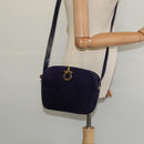 Salvatore Ferragamo Gancini Shoulder Bag Suede Purple Gold Auth 126056-20