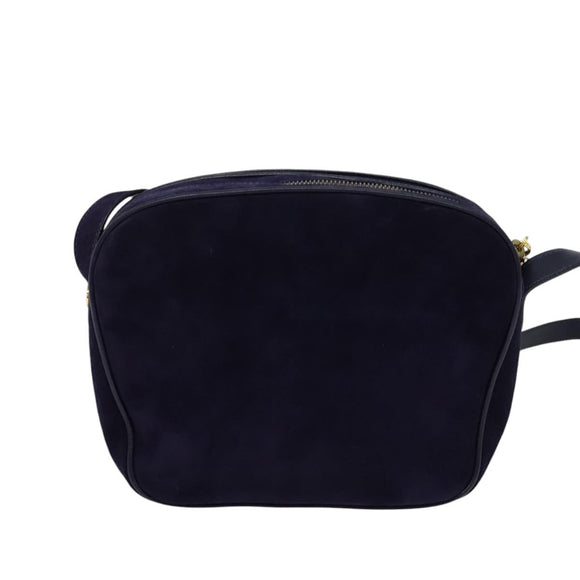 Salvatore Ferragamo Gancini Shoulder Bag Suede Purple Gold Auth 126056