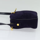 Salvatore Ferragamo Gancini Shoulder Bag Suede Purple Gold Auth 126056-3