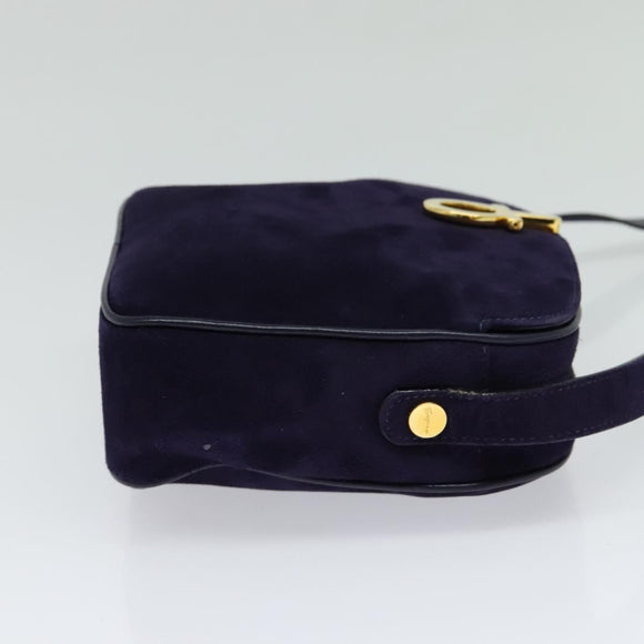 Salvatore Ferragamo Gancini Shoulder Bag Suede Purple Gold Auth 126056