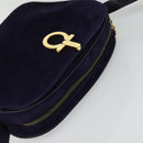 Salvatore Ferragamo Gancini Shoulder Bag Suede Purple Gold Auth 126056-6
