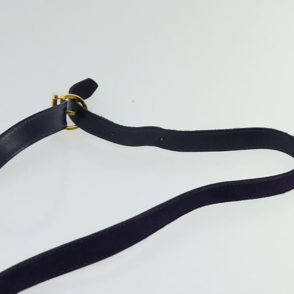 Salvatore Ferragamo Gancini Shoulder Bag Suede Purple Gold Auth 126056