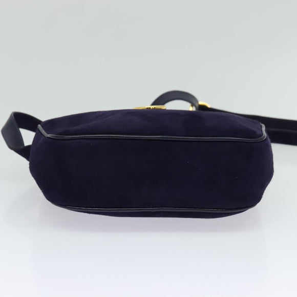 Salvatore Ferragamo Gancini Shoulder Bag Suede Purple Gold Auth 126056