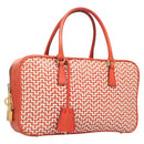 PRADA Hand Bag Leather Orange Gold Auth 126058-1