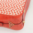 PRADA Hand Bag Leather Orange Gold Auth 126058-9