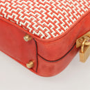 PRADA Hand Bag Leather Orange Gold Auth 126058-14