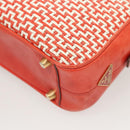 PRADA Hand Bag Leather Orange Gold Auth 126058-16