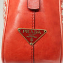 PRADA Hand Bag Leather Orange Gold Auth 126058-17