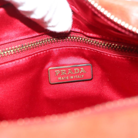 PRADA Hand Bag Leather Orange Gold Auth 126058