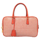 PRADA Hand Bag Leather Orange Gold Auth 126058-13