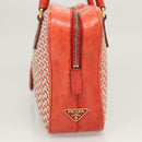 PRADA Hand Bag Leather Orange Gold Auth 126058-3