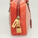 PRADA Hand Bag Leather Orange Gold Auth 126058-4