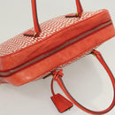 PRADA Hand Bag Leather Orange Gold Auth 126058-6