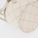 CHANEL Matelasse Chain Shoulder Bag Leather White Gold CC Auth 126060-15