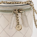 CHANEL Matelasse Chain Shoulder Bag Leather White Gold CC Auth 126060-9