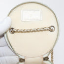 CHANEL Matelasse Chain Shoulder Bag Leather White Gold CC Auth 126060-10